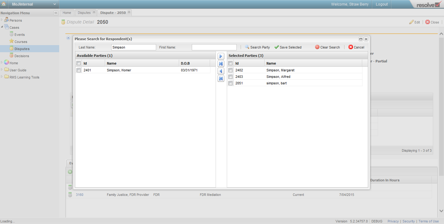 Screenshot of RMS