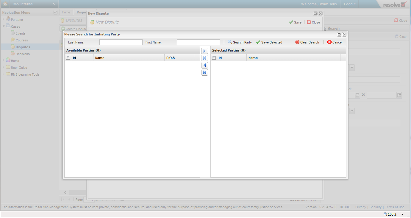 Screenshot of RMS