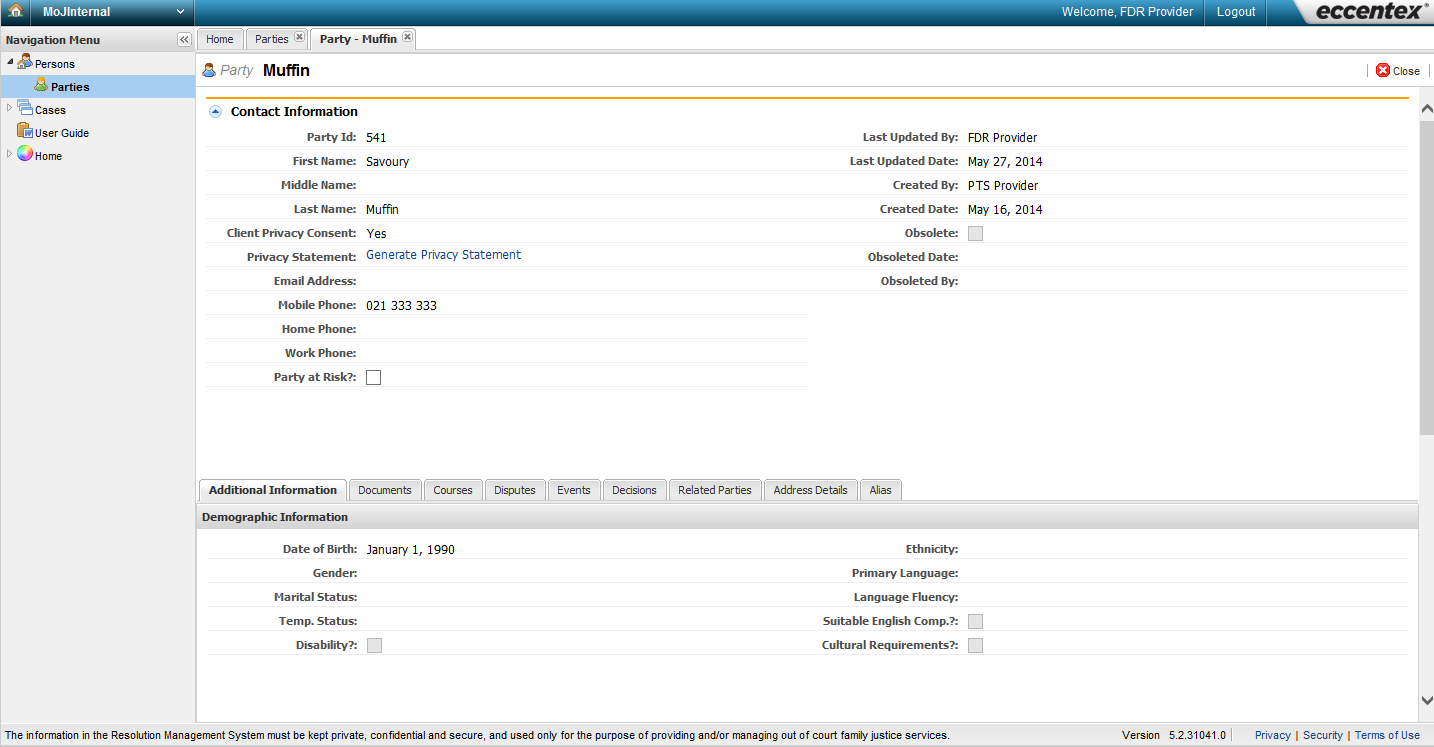 Screenshot of RMS